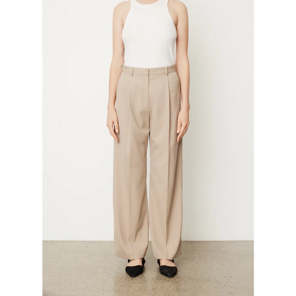 Toteme Deep Pleate Straight Trouser Beige Size 36 EU